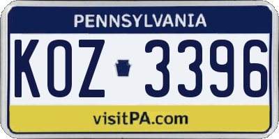 PA license plate KOZ3396
