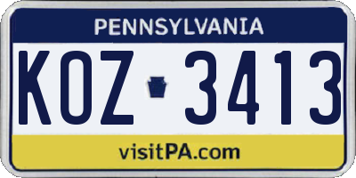 PA license plate KOZ3413