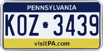PA license plate KOZ3439
