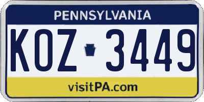 PA license plate KOZ3449