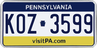 PA license plate KOZ3599