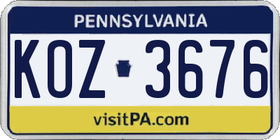 PA license plate KOZ3676