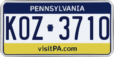 PA license plate KOZ3710