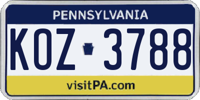 PA license plate KOZ3788