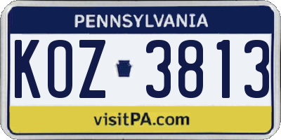 PA license plate KOZ3813