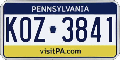 PA license plate KOZ3841