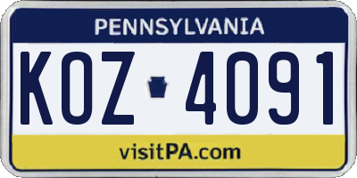 PA license plate KOZ4091
