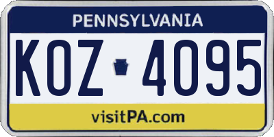 PA license plate KOZ4095