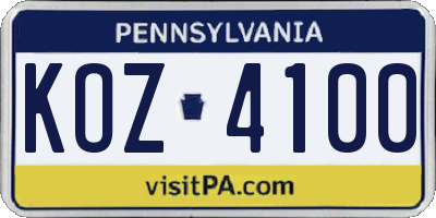 PA license plate KOZ4100