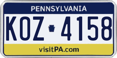 PA license plate KOZ4158