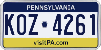 PA license plate KOZ4261