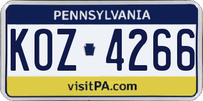 PA license plate KOZ4266