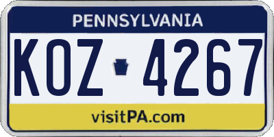 PA license plate KOZ4267