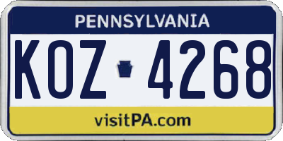 PA license plate KOZ4268