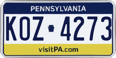 PA license plate KOZ4273