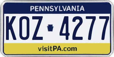 PA license plate KOZ4277