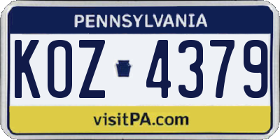 PA license plate KOZ4379