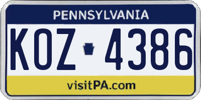PA license plate KOZ4386