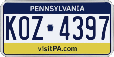 PA license plate KOZ4397