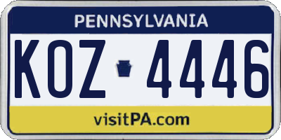 PA license plate KOZ4446
