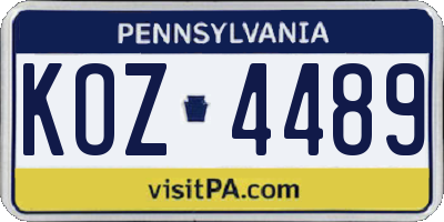 PA license plate KOZ4489