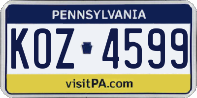 PA license plate KOZ4599