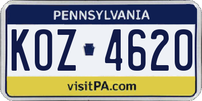 PA license plate KOZ4620