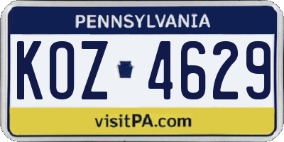 PA license plate KOZ4629