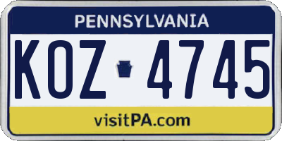 PA license plate KOZ4745