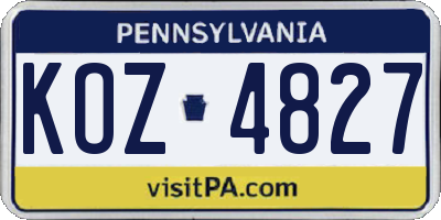 PA license plate KOZ4827