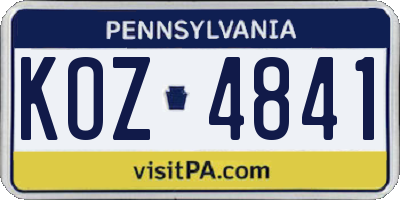 PA license plate KOZ4841