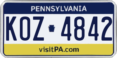 PA license plate KOZ4842