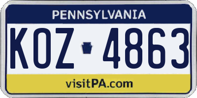 PA license plate KOZ4863