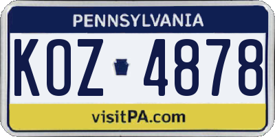 PA license plate KOZ4878