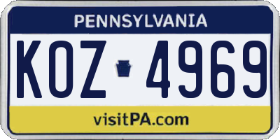 PA license plate KOZ4969