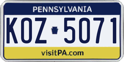 PA license plate KOZ5071