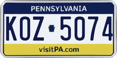 PA license plate KOZ5074