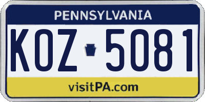 PA license plate KOZ5081
