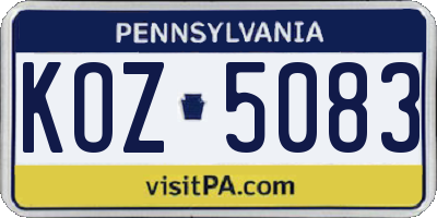 PA license plate KOZ5083