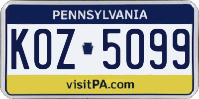 PA license plate KOZ5099