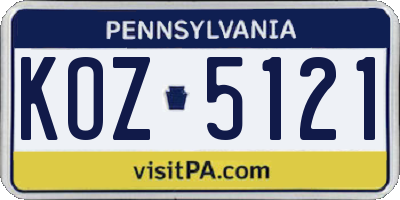 PA license plate KOZ5121