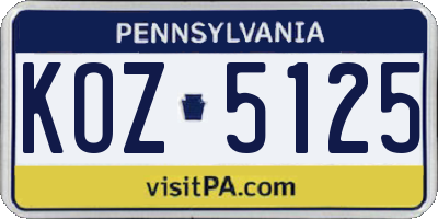PA license plate KOZ5125