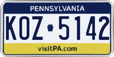 PA license plate KOZ5142