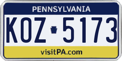 PA license plate KOZ5173
