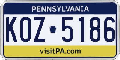 PA license plate KOZ5186