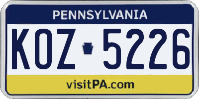 PA license plate KOZ5226