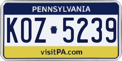 PA license plate KOZ5239