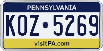 PA license plate KOZ5269