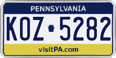PA license plate KOZ5282