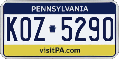 PA license plate KOZ5290